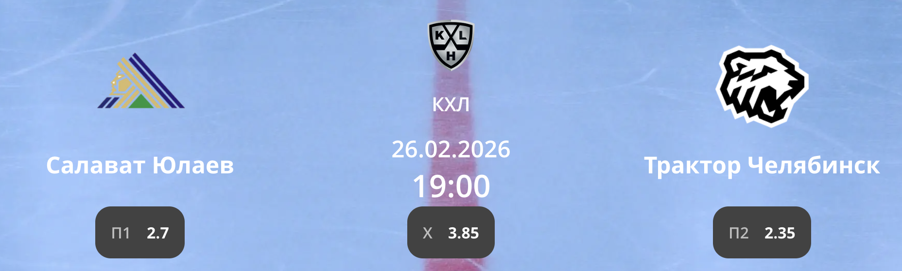 Салават Юлаев - Трактор: варианты от аналитиков на матч КХЛ